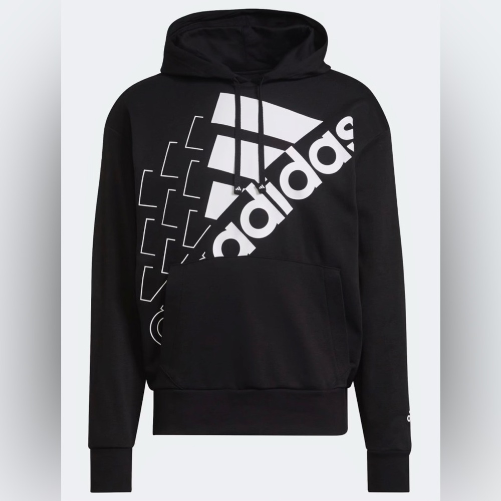 Adidas Black and White Essentials Logo Sweatshirt Hoodie